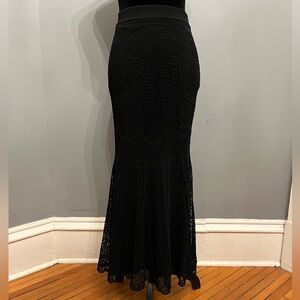 BNWT Alexander McQueen Black Patchwork Lace Midi Skirt, size S